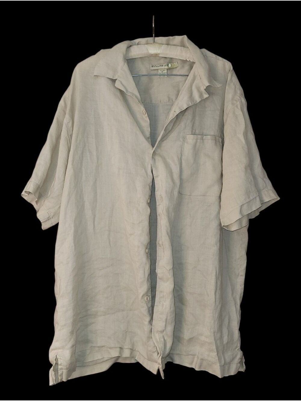 Syllables Mens 100% Linen Casual Short Sleeved Button Down Shirt XL